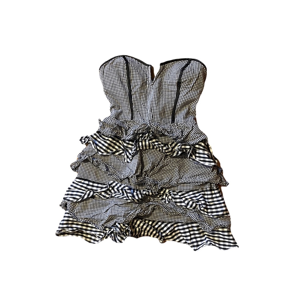 Bebe Black and White Checkered Mini Dress XS